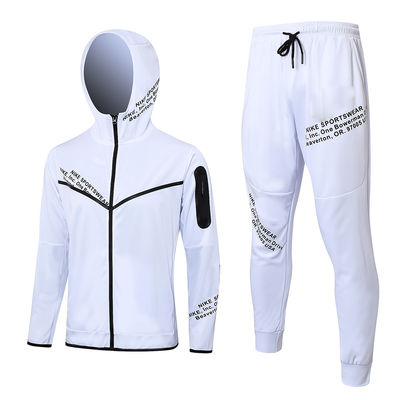 Ensemble à capuchon de formation du football de plein du football cordon blanc simple de Tracksuits long